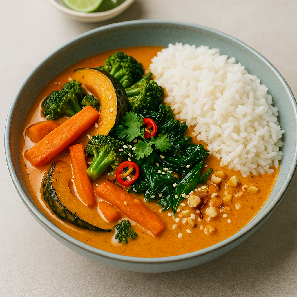 Creamy Thai Red Curry with Roasted Vegetables &amp; Coconut Rice