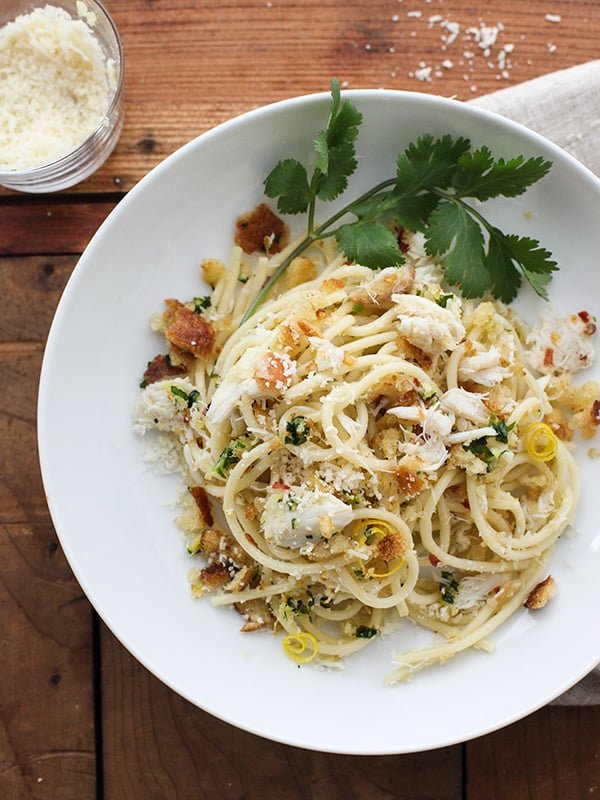 Spaghetti with Crab & Lemon Gremolata - Real-Food.shop