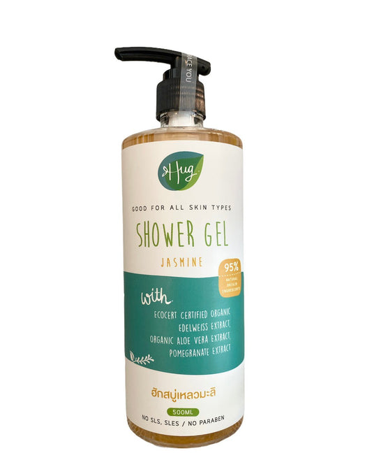 Shower Gel Natural, Hug Organic: Jasmine, refillable bottle, 500 ml - Real - Food.shop