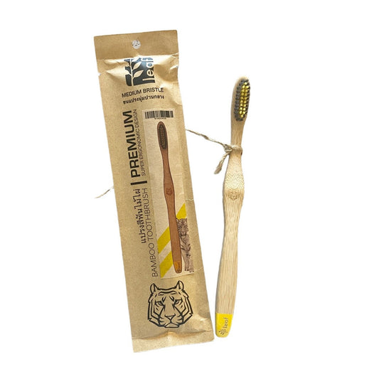 Toothbrush Bamboo Natural, medium bristles - Real - Food.shop